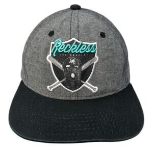 Young & Reckless Gray Snapback Hat One Size Shield Logo Mask Baseball Bats Blue